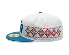 Load image into Gallery viewer, Puerto Rico New Era 59FIFTY 5950 Fitted Cap Hat Stone Crown Blue Visor Blue/White Logo Gray UV (Latin Embroidery)
