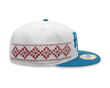 Load image into Gallery viewer, Puerto Rico New Era 59FIFTY 5950 Fitted Cap Hat Stone Crown Blue Visor Blue/White Logo Gray UV (Latin Embroidery)
