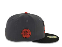 Load image into Gallery viewer, San Diego Padres New Era MLB 59FIFTY 5950 Fitted Cap Hat Dark Gray Crown Black Visor Black/Red Logo Aztec Calendar Side Patch Gray UV
