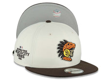 Load image into Gallery viewer, San Diego Padres New Era MLB 9FIFTY 950 Snapback Cap Hat Cream Crown Brown Visor Team Color Logo 2026 MLB World Tour Mexico City Series Side Patch
