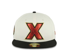 Load image into Gallery viewer, Xolos de Tijuana New Era Liga MX 59FIFTY 5950 Fitted Cap Hat Cream Crown Black Visor Red/Black/Gold Logo Club Tijuana Side Patch Green UV
