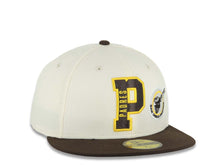 Load image into Gallery viewer, San Diego Padres New Era MLB 59FIFTY 5950 Fitted Cap Hat Cream Crown Dark Brown Visor Dark Brown/Yellow P Logo With Swinging Friar Gray UV
