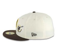 Load image into Gallery viewer, San Diego Padres New Era MLB 59FIFTY 5950 Fitted Cap Hat Cream Crown Dark Brown Visor Dark Brown/Yellow P Logo With Swinging Friar Gray UV
