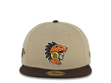 Load image into Gallery viewer, San Diego Padres New Era MLB 59FIFTY 5950 Fitted Cap Hat Khaki Crown Dark Brown Visor Orange/Brown Logo 2026 World Tour Mexico City Series Side Patch
