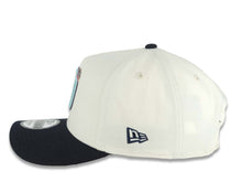 Load image into Gallery viewer, San Diego Padres New Era MLB 9FORTY 940 Adjustable A-Frame Cap Hat Cream Crown Navy Blue Visor Turquoise Logo With Rose 20 Years Petco Park Side Patch
