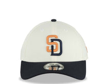 Load image into Gallery viewer, San Diego Padres New Era MLB 9FORTY 940 Adjustable Cap Hat Cream Crown Navy Blue Visor Orange/Navy Blue Logo Gray UV (2026 City Connect)
