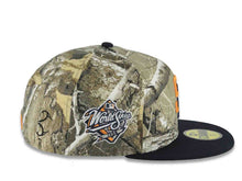 Load image into Gallery viewer, San Diego Padres New Era MLB 59FIFTY 5950 Fitted Cap Hat Real Tree Edge Camo Crown Navy Blue Visor Orange/Navy Blue Logo 1998 World Series Side Patch
