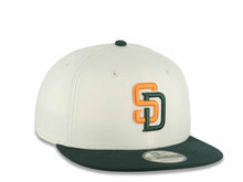 Load image into Gallery viewer, San Diego Padres New Era MLB 9FIFTY 950 Snapback Cap Hat Chrome White Crown Dark Green Visor Orange/Dark Green Logo Gray UV
