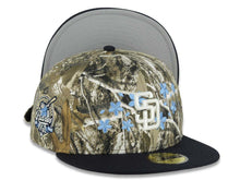 Load image into Gallery viewer, San Diego Padres New Era MLB 59FIFTY 5950 Fitted Cap Hat Real Tree Edge Camo Crown Navy Blue Visor White Logo With Roses 40th Anniversary Side Patch
