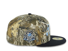 Load image into Gallery viewer, San Diego Padres New Era MLB 59FIFTY 5950 Fitted Cap Hat Real Tree Edge Camo Crown Navy Blue Visor White Logo With Roses 40th Anniversary Side Patch
