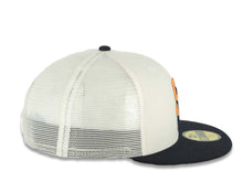 Load image into Gallery viewer, San Diego Padres New Era MLB 59FIFTY 5950 Mesh Trucker Fitted Cap Hat Cream Crown Navy Blue Visor Orange/Navy Blue Logo (2026 City Connect 2.0)

