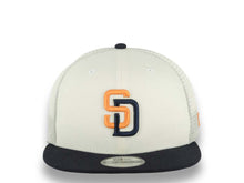Load image into Gallery viewer, San Diego Padres New Era MLB 9FIFTY 950 Mesh Trucher Snapback Cap Hat Cream Crown Navy Blue Visor Orange/Navy Blue Logo (2026 City Connect 2.0)
