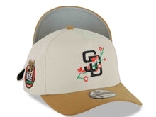 Load image into Gallery viewer, San Diego Padres New Era MLB 9FORTY 940 Adjustable A-Frame Cap Hat Stone Crown Light Brown Visor Black Logo With Rose 20 Years Petcopark Side Patch
