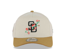 Load image into Gallery viewer, San Diego Padres New Era MLB 9FORTY 940 Adjustable A-Frame Cap Hat Stone Crown Light Brown Visor Black Logo With Rose 20 Years Petcopark Side Patch
