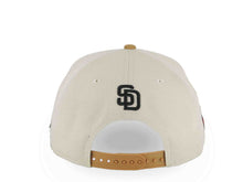 Load image into Gallery viewer, San Diego Padres New Era MLB 9FORTY 940 Adjustable A-Frame Cap Hat Stone Crown Light Brown Visor Black Logo With Rose 20 Years Petcopark Side Patch

