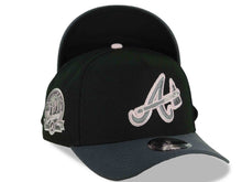 Load image into Gallery viewer, Atlanta Braves New Era MLB 9FORTY 940 Adjustable A-Frame Cap Hat Black Crown Dark Gray Visor Metallic Silver/Pink Axe Logo 40th Anniversary Side Patch

