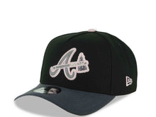 Load image into Gallery viewer, Atlanta Braves New Era MLB 9FORTY 940 Adjustable A-Frame Cap Hat Black Crown Dark Gray Visor Metallic Silver/Pink Axe Logo 40th Anniversary Side Patch
