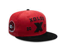 Load image into Gallery viewer, (Corduroy) Xolos de Tijuana New Era Liga MX 59FIFTY 5950 Fitted Cap Hat Red Crown Black Visor Black 2007 X Logo 2007 Club Tijuana Side Patch

