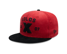 Load image into Gallery viewer, (Corduroy) Xolos de Tijuana New Era Liga MX 59FIFTY 5950 Fitted Cap Hat Red Crown Black Visor Black 2007 X Logo 2007 Club Tijuana Side Patch
