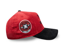 Load image into Gallery viewer, (Corduroy) Xolos de Tijuana New Era Liga MX 9FORTY 940 Adjustable A-Frame Cap Hat Red Crown Black Visor Black 2007 X Logo 2007 Club Tijuana Side Patch
