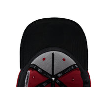 Load image into Gallery viewer, (Corduroy) Xolos de Tijuana New Era Liga MX 9FORTY 940 Adjustable A-Frame Cap Hat Red Crown Black Visor Black 2007 X Logo 2007 Club Tijuana Side Patch
