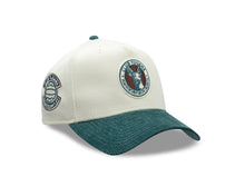 Load image into Gallery viewer, (Corduroy Visor) Xolos de Tijuana New Era Liga MX 9FORTY 940 Adjustable A-Frame Cap Cream Crown Teal Visor Teal/Maroon Logo Club Tijuana Side Patch
