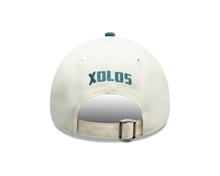 Load image into Gallery viewer, (Corduroy Visor) Xolos de Tijuana New Era Liga MX 9FORTY 940 Adjustable A-Frame Cap Cream Crown Teal Visor Teal/Maroon Logo Club Tijuana Side Patch
