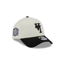 Load image into Gallery viewer, Los Angeles Dodgers New Era MLB 9FORTY 940 Adjustable A-Frame Cap Hat Cream Crown Black Visor Black Upside Down Logo 2020 World Series Side Patch
