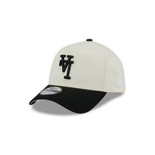 Load image into Gallery viewer, Los Angeles Dodgers New Era MLB 9FORTY 940 Adjustable A-Frame Cap Hat Cream Crown Black Visor Black Upside Down Logo 2020 World Series Side Patch
