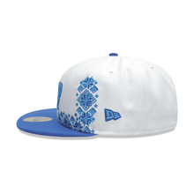 Load image into Gallery viewer, Puerto Rico New Era 59FIFTY 5950 Fitted Cap Hat White Crown Pale Purple Visor Pale Purple Logo (Latin Heritage)
