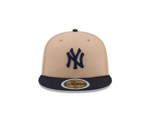 Load image into Gallery viewer, (Youth) New York Yankees New Era MLB 59FIFTY 5950 Fitted Cap Hat Khaki Crown Navy Blue Visor Navy Blue Logo Gray UV
