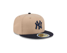Load image into Gallery viewer, (Youth) New York Yankees New Era MLB 59FIFTY 5950 Fitted Cap Hat Khaki Crown Navy Blue Visor Navy Blue Logo Gray UV
