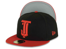Load image into Gallery viewer, Tijuana Toros New Era LMB 59FIFTY 5950 Fitted Cap Hat Black Crown Red Visor Red Logo Gray UV
