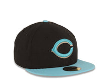 Load image into Gallery viewer, Cincinnati Reds New Era MLB 59FIFTY 5950 Fitted Cap Hat Black Crown Blue Teal Visor Aqua/Gray Logo
