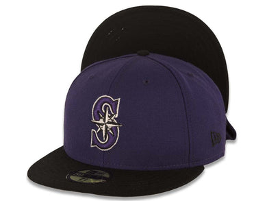 Seattle Mariners New Era MLB 59FIFTY 5950 Fitted Cap Hat Purple Crown Black Visor Purple/White/Black Logo