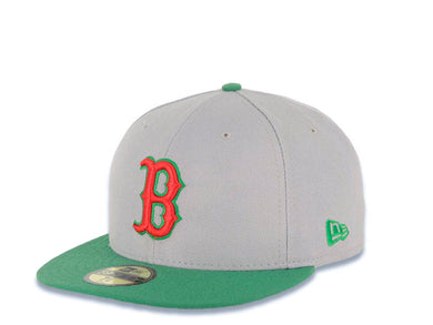 Boston Red Sox New Era MLB 59FIFTY 5950 Fitted Cap Hat Gray Crown Green Visor Red/Green Logo