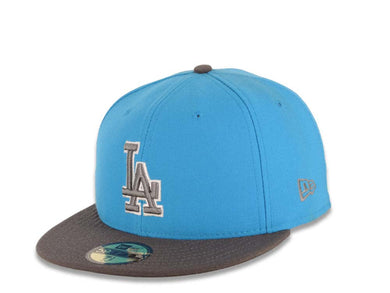 Los Angeles Dodgers New Era MLB 59FIFTY 5950 Fitted Cap Hat Light Blue Crown Dark Gray Visor Dark Gray/White Logo