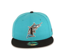 Load image into Gallery viewer, Miami Marlins New Era MLB 59FIFTY 5950 Fitted Cap Hat Teal Crown Black Visor Black/Teal/Silver Logo
