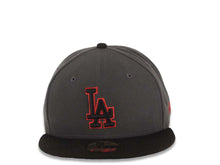 Load image into Gallery viewer, Los Angeles Dodgers New Era MLB 59FIFTY 5950 Fitted Cap Hat Dark Gray Crown Black Visor Black/Red Logo
