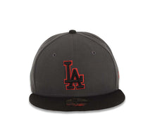 Load image into Gallery viewer, Los Angeles Dodgers New Era MLB 59FIFTY 5950 Fitted Cap Hat Dark Gray Crown Black Visor Black/Red Logo
