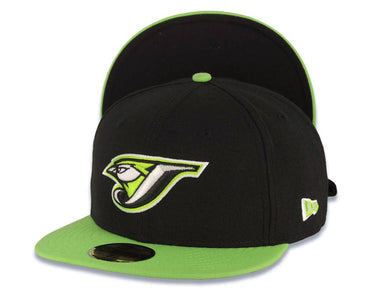 Toronto Blue Jays New Era 59FIFTY 5950 Fitted Cap Hat Black Crown Lime Green Visor Lime Green/White Logo