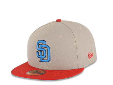 San Diego Padres New Era MLB 59FIFTY 5950 Fitted Cap Hat Gray Crown Red Visor Blue/Black Logo