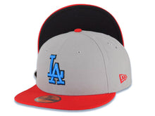 Load image into Gallery viewer, Los Angeles Dodgers New Era MLB 59FIFTY 5950 Fitted Cap Hat Gray Crown Red Visor Cardinal Blue/Black Logo
