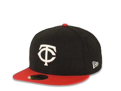 Minnesota Twins New Era MLB 59FIFTY 5950 Fitted Cap Hat Black Crown Red Visor White Logo