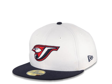 Toronton Blue Jay New Era MLB 59FIFTY 5950 Fitted Cap Hat White Crown Dark Navy Visor Red/White/Navy Logo