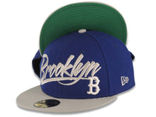 Load image into Gallery viewer, Brooklyn Dodgers New Era MLB 59FIFTY 5950 Cap Hat Royal Blue Crown Gray Visor Gray/White Retro Text Logo
