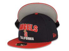 Load image into Gallery viewer, Los Angeles Anaheim Angels New Era MLB 59FIFTY 5950 Fitted Cap Hat Navy Blue Crown Red Visor Red/White Text Logo (Play Dirt)
