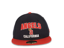 Load image into Gallery viewer, Los Angeles Anaheim Angels New Era MLB 59FIFTY 5950 Fitted Cap Hat Navy Blue Crown Red Visor Red/White Text Logo (Play Dirt)
