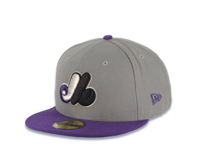 Montreal Expos New Era MLB 59FIFTY 5950 Fitted Cap Hat Gray Crown Purple Visor Gray/Purple/Black Logo