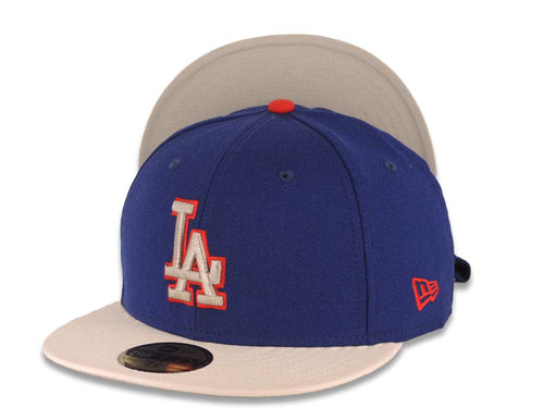 Los Angeles Dodgers New Era MLB 59FIFTY 5950 Fitted Cap Hat Royal Blue Crown White Visor Gray/Red Logo